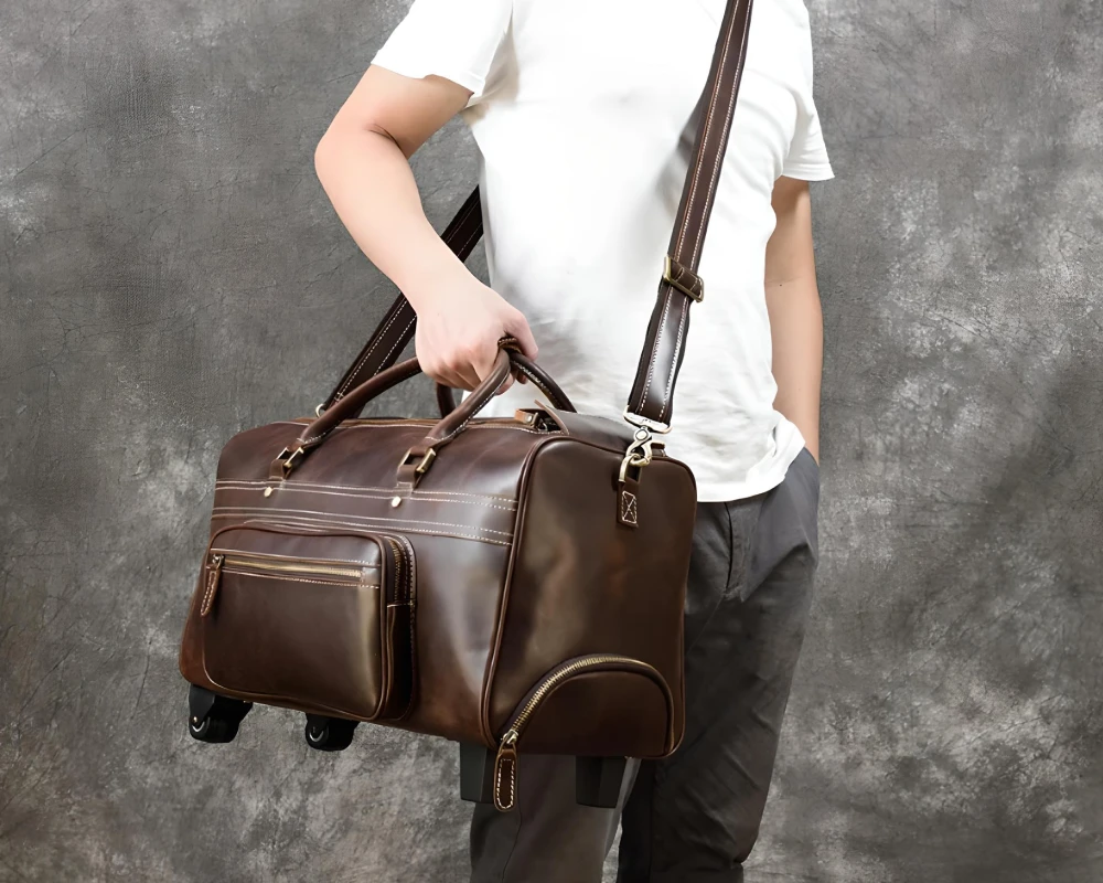 mens carry on luggage leather
